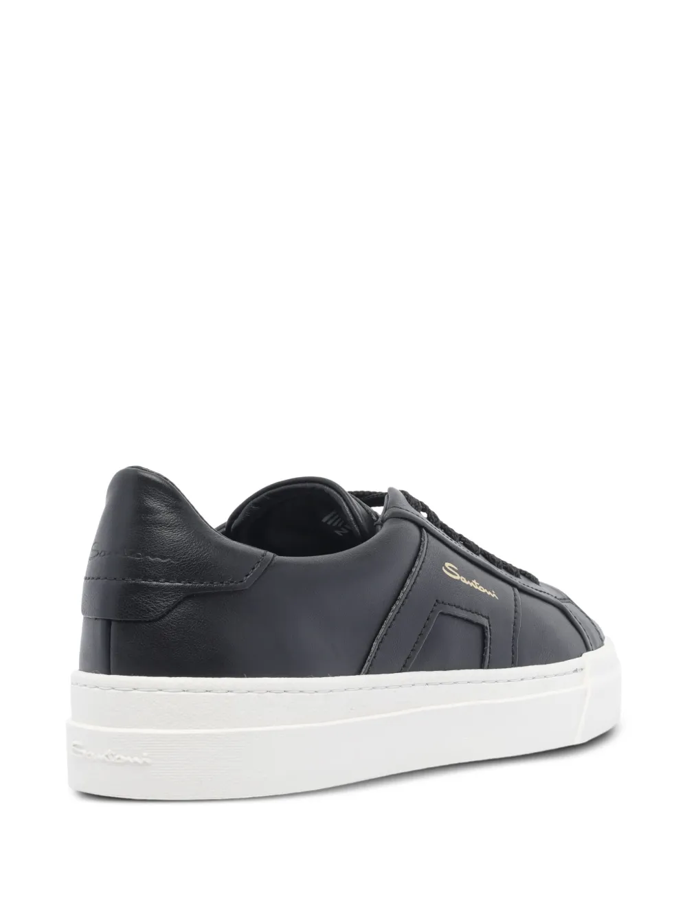 Santoni round-toe leather sneakers Black