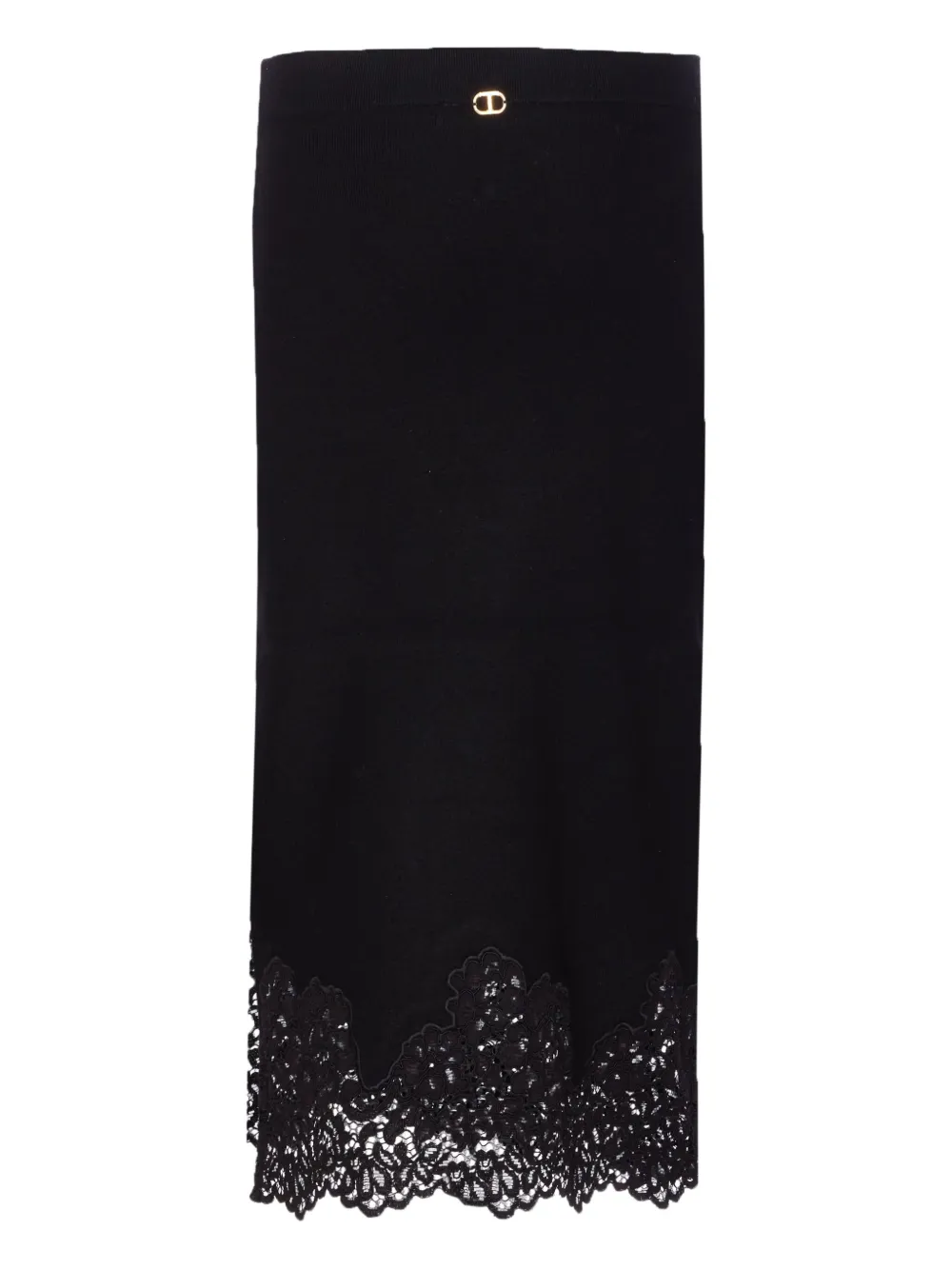 TWINSET Rok met elastische afwerking van kant Zwart