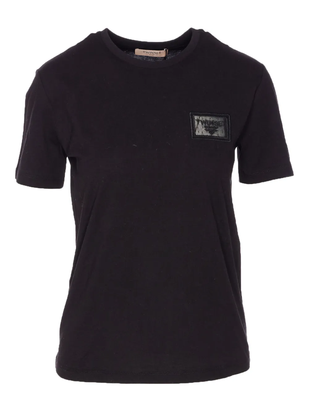 TWINSET embroidered-logo crew-neck T-shirt Zwart
