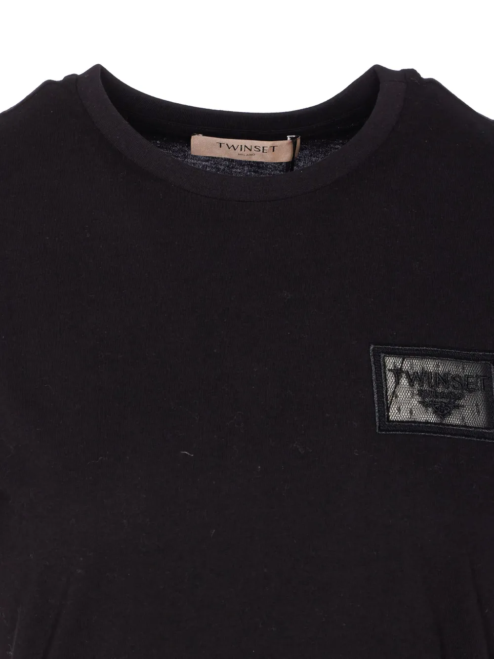 TWINSET embroidered-logo crew-neck T-shirt Zwart