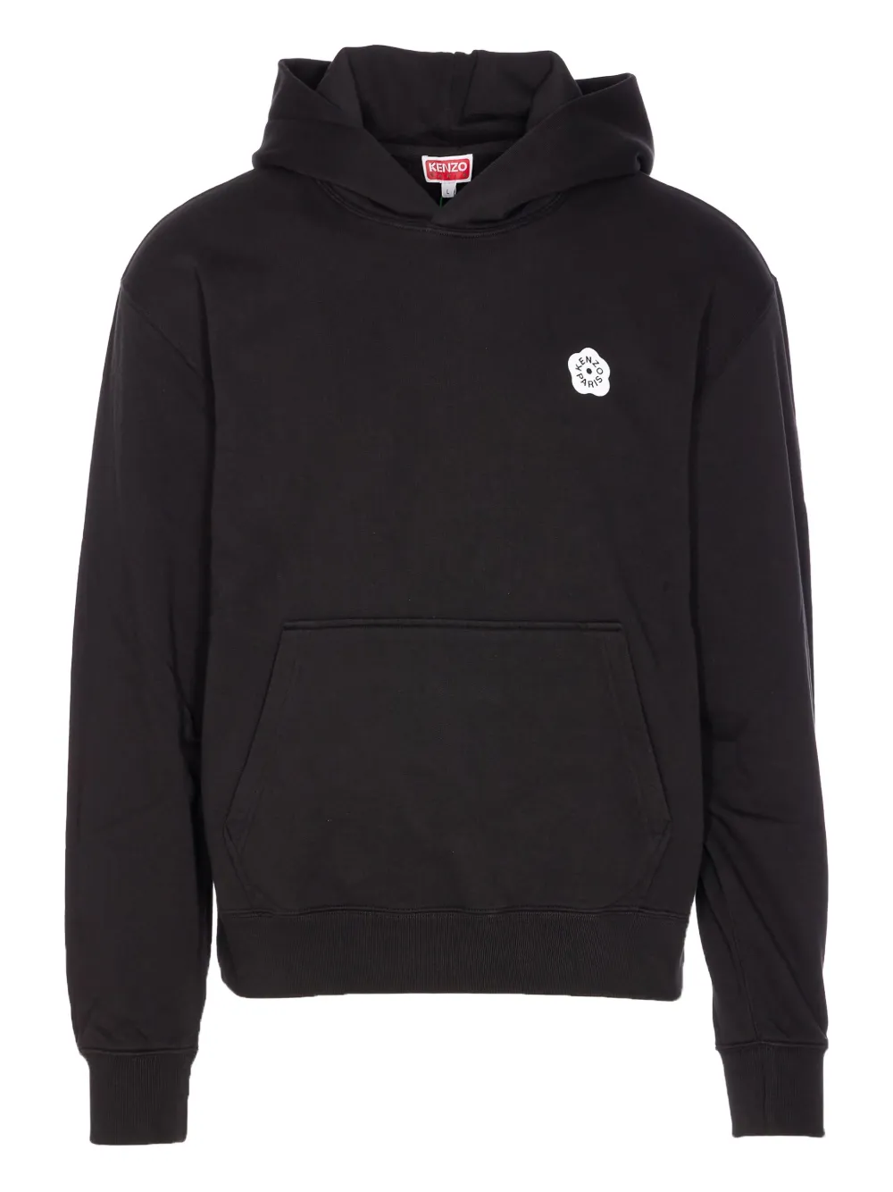Kenzo logo-print kangaroo-pocket hoodie Zwart