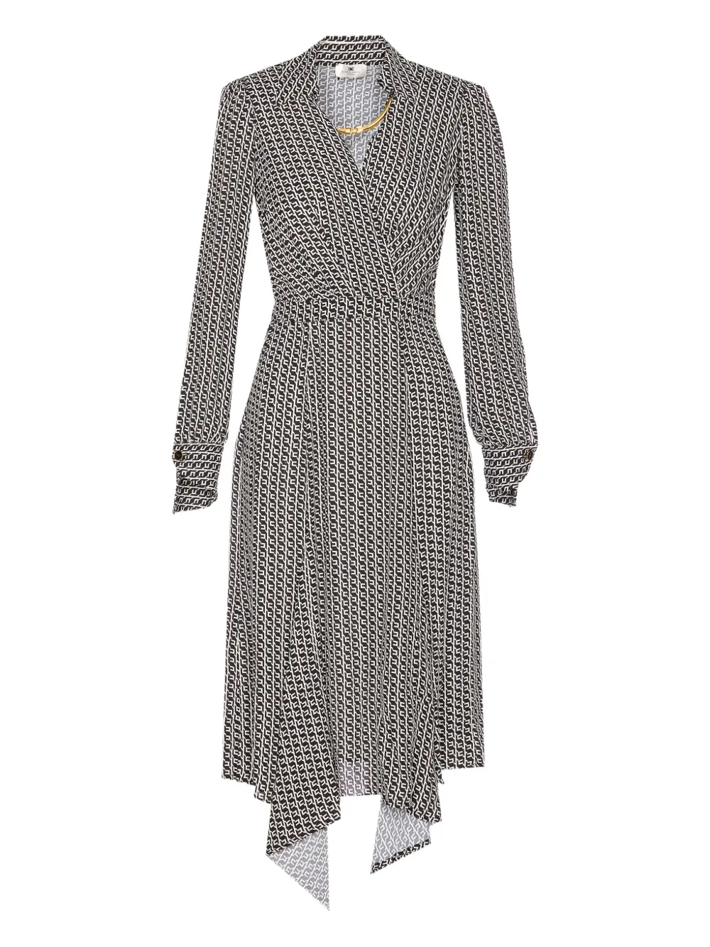 Elisabetta Franchi Midi-jurk met geometrische print en V-hals Zwart