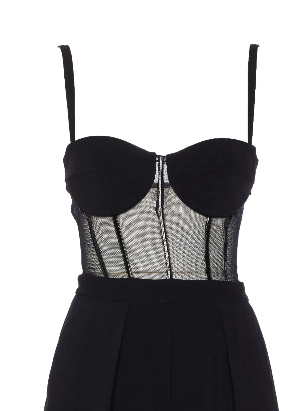 Elisabetta Franchi Mesh jumpsuit met bustier Zwart