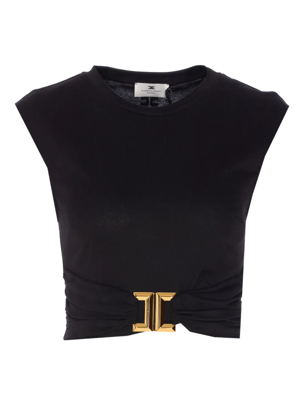 Elisabetta Franchi logo-plaque sleeveless top Zwart