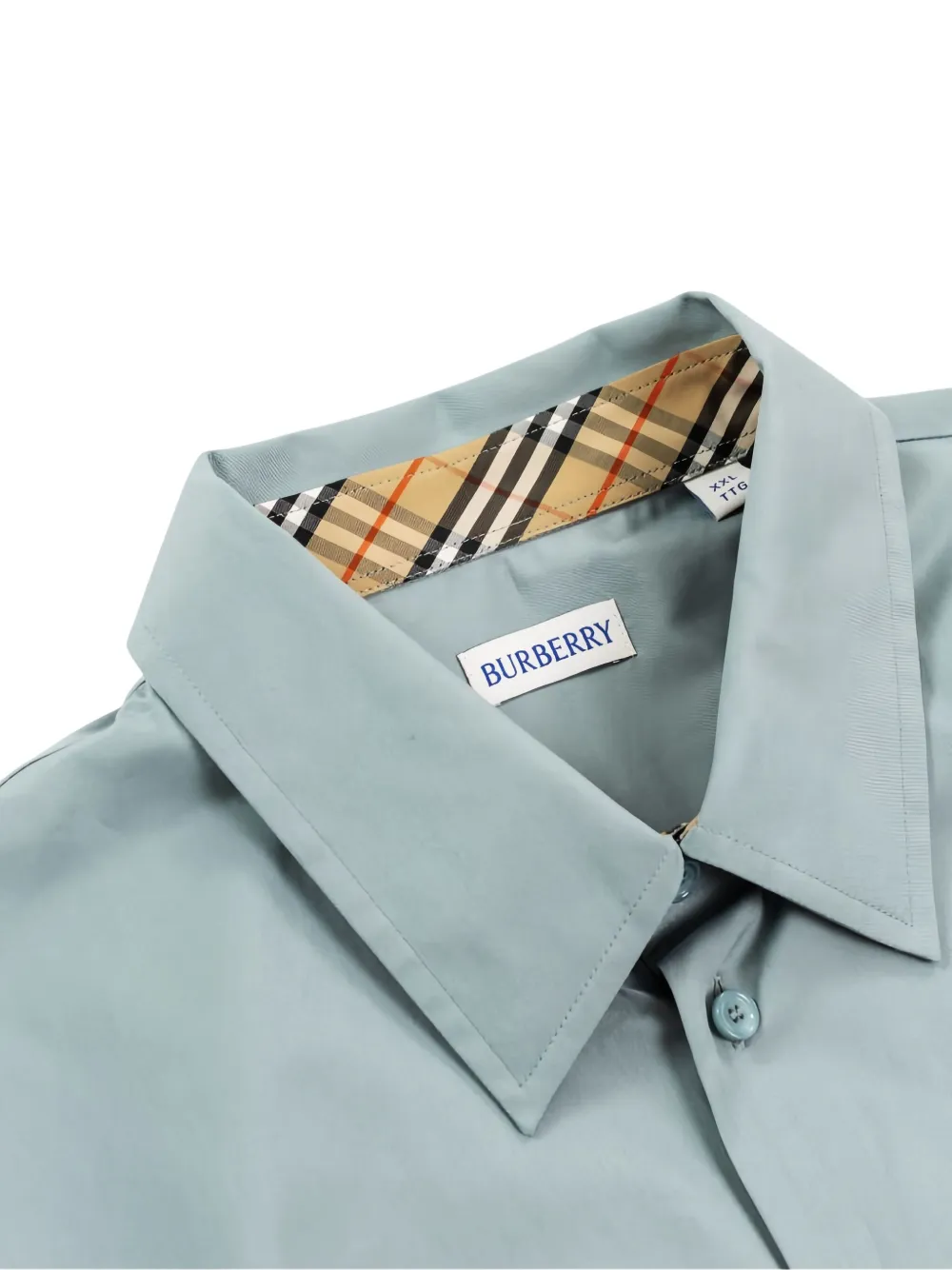 Burberry Katoenen popeline overhemd met geborduurd logo Blauw
