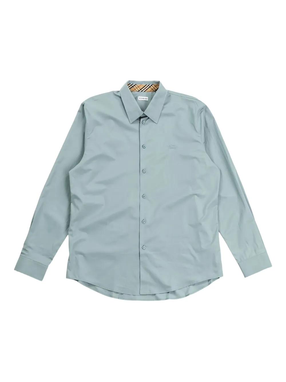 Burberry Katoenen popeline overhemd met geborduurd logo Blauw