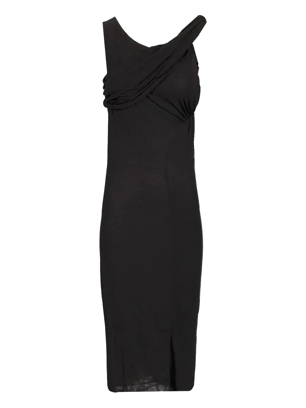 Rick Owens Draped Midi Dress In Black