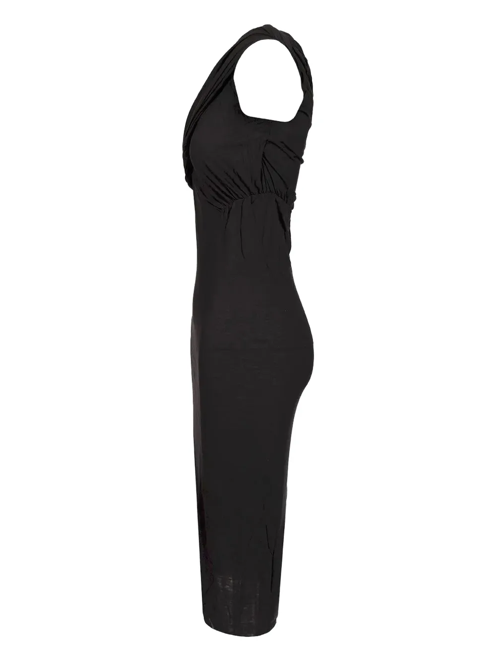 Rick Owens Draped Midi Dress In Black