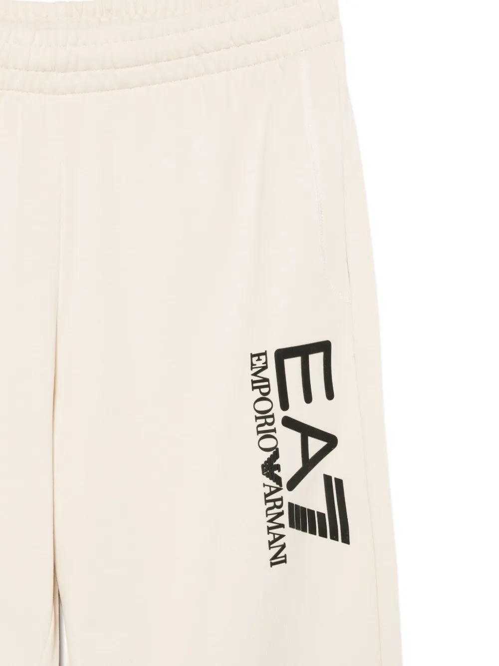Ea7 Emporio Armani logo-print cotton trousers Beige