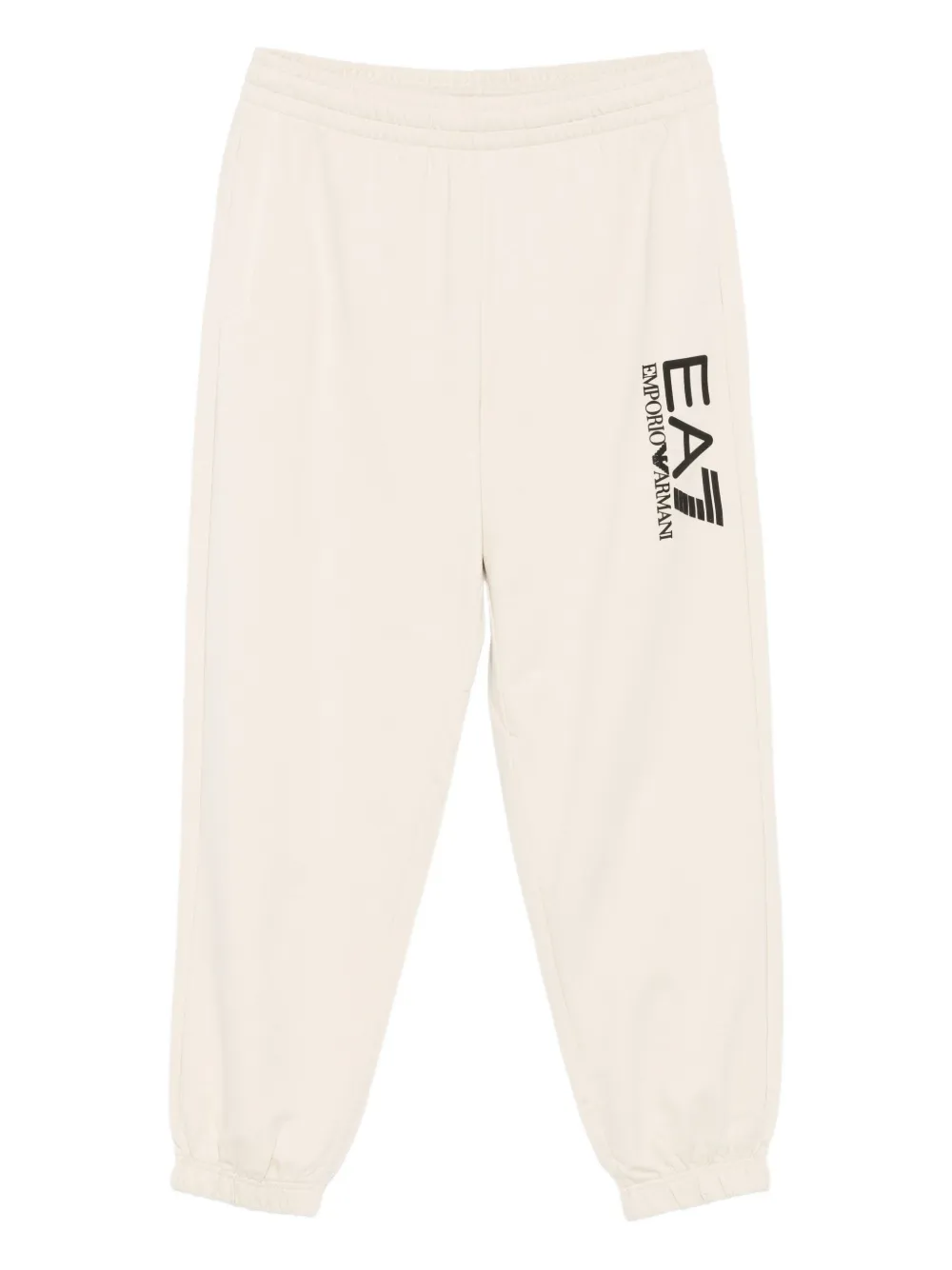 Ea7 Emporio Armani logo-print cotton trousers Beige