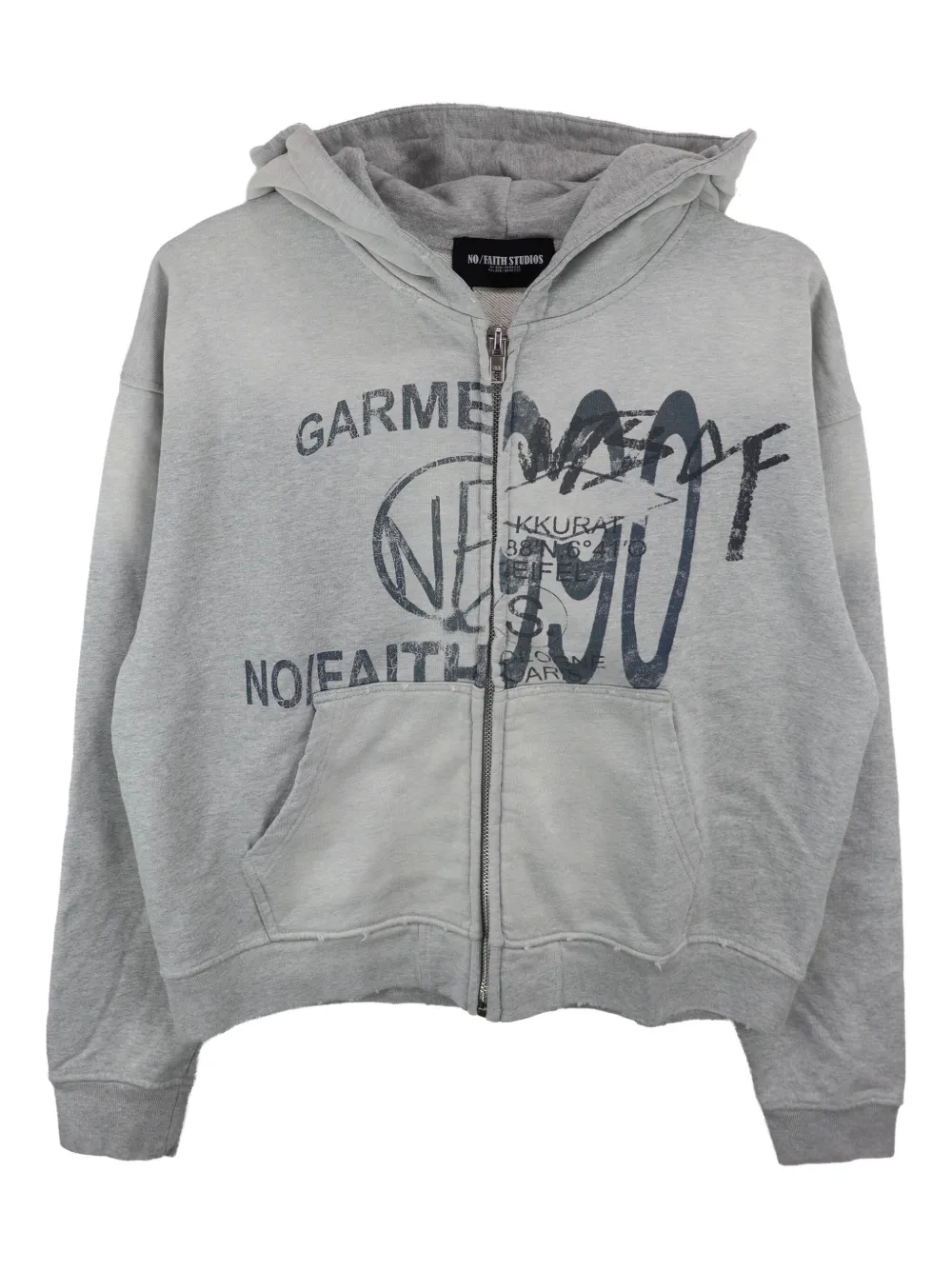 NO/FAITH STUDIOS split-print zip-up hoodie | Grey | Image 1