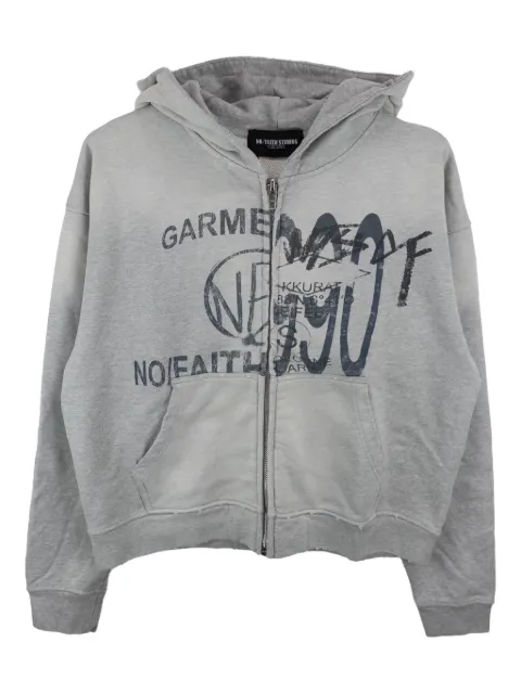 NO/FAITH STUDIOS split-print zip-up hoodie