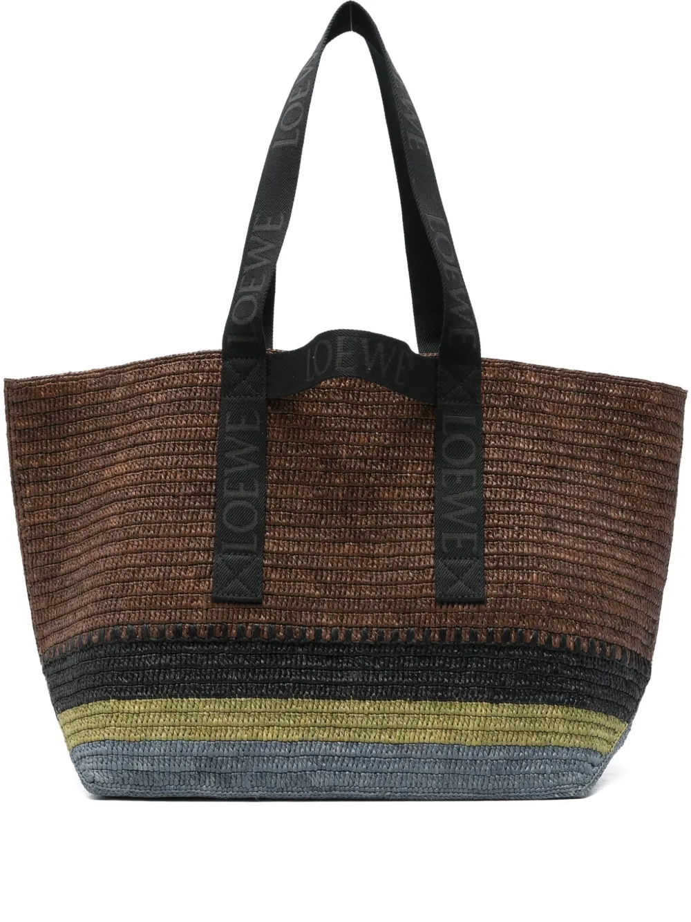 Loewe Raffia Fold Shopper In Brown