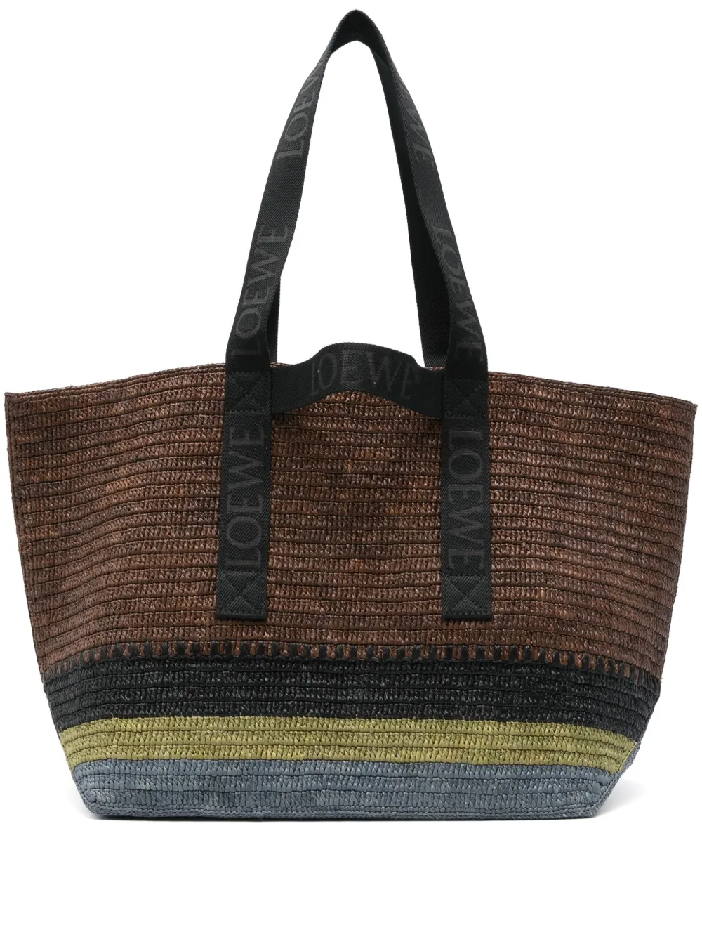 Fold Shopper raffia-weave logo tote bag