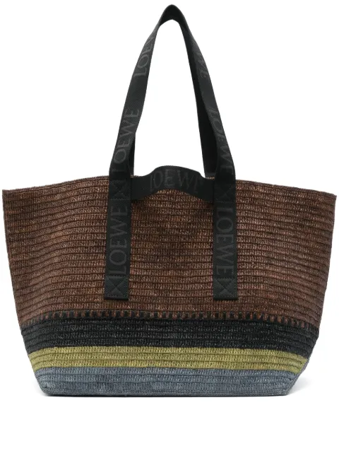 LOEWE Fold Shopper raffia-weave logo tote bag