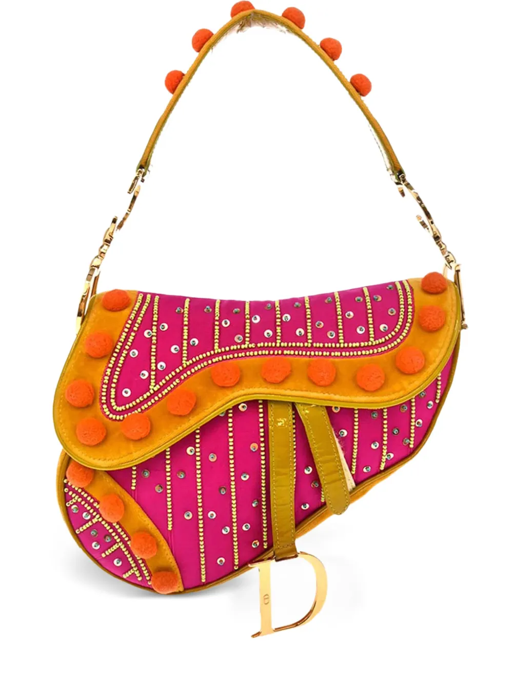 2002 pompom-embellished Saddle handbag
