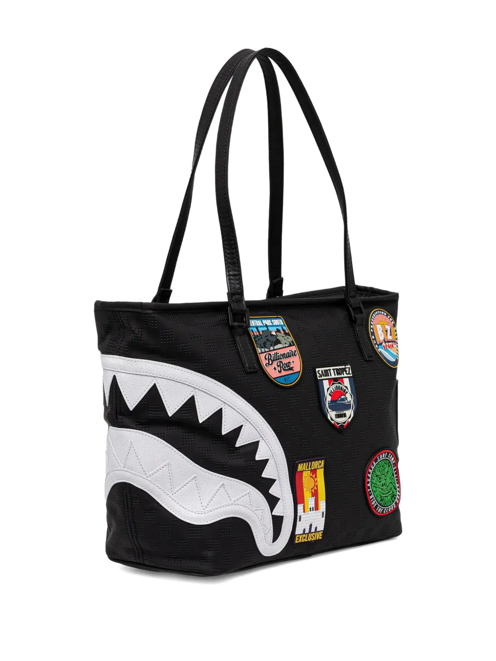 Sprayground shark-tooth perforated tote bag - Zwart