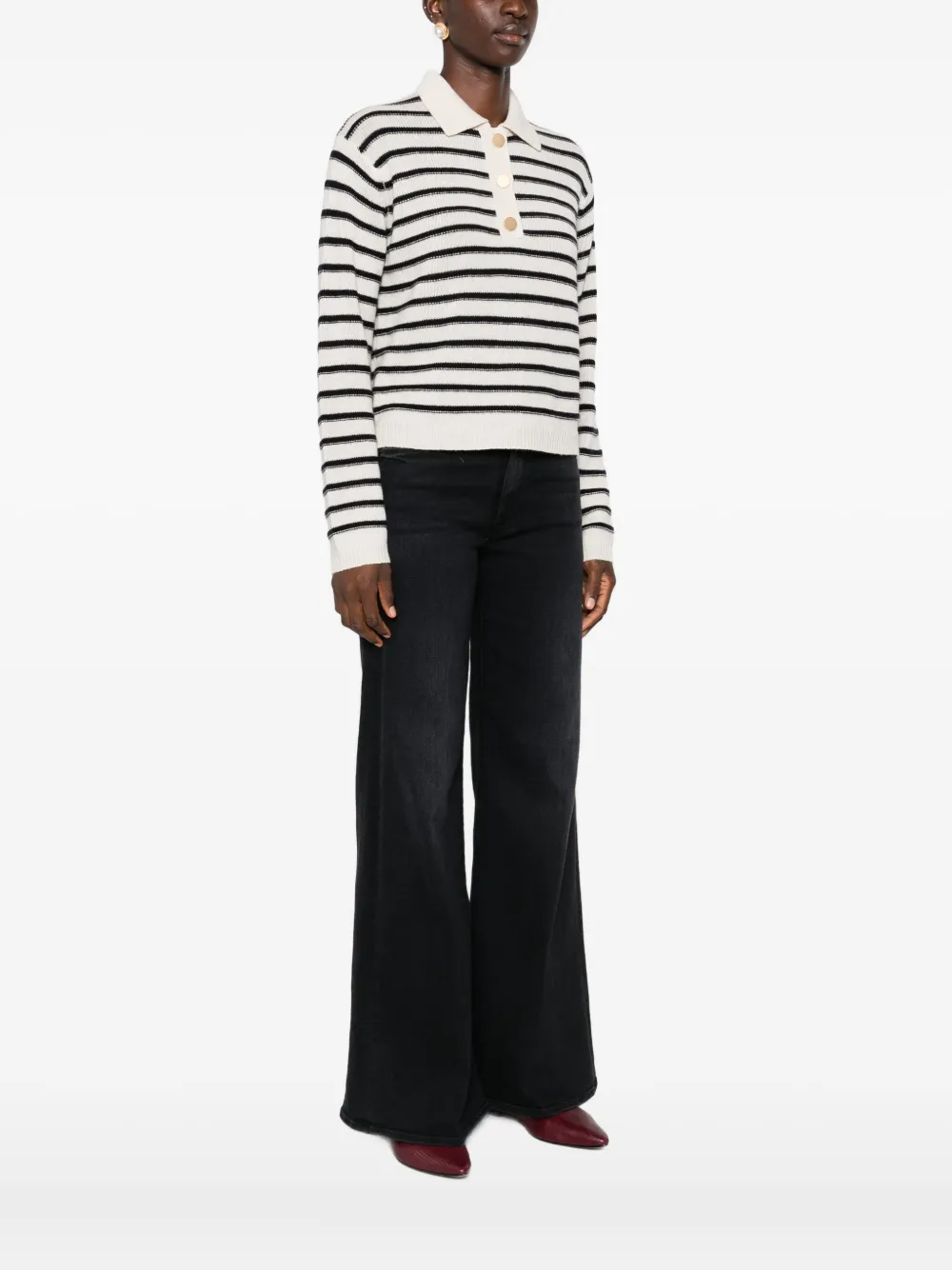 Allude Striped Polo Shirt In Neutral