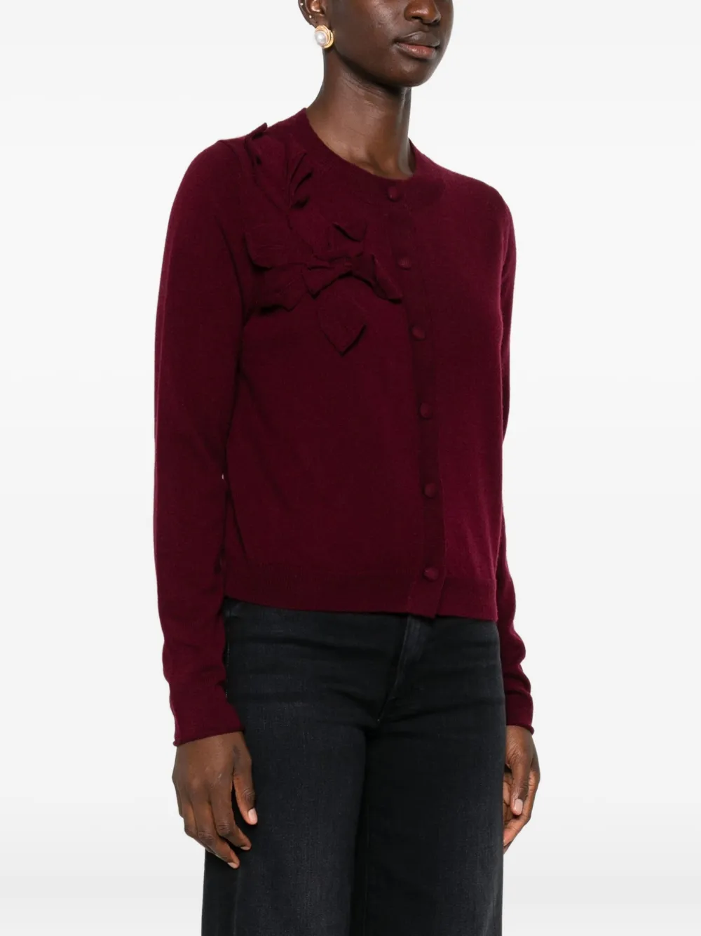 Allude Vest verfraaid met bloemen en knopen Rood