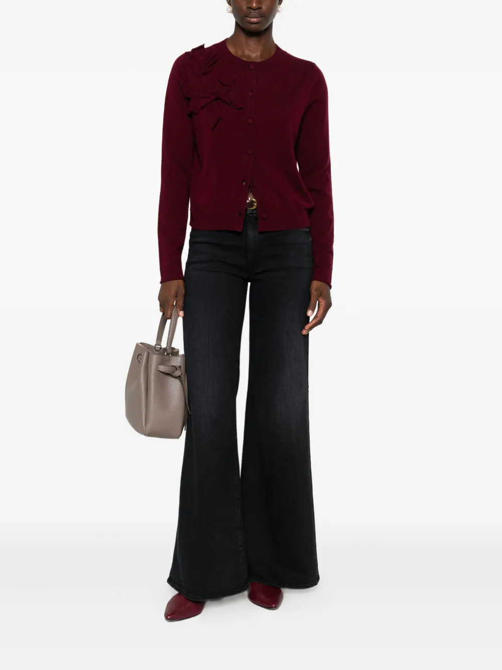 Allude Vest verfraaid met bloemen en knopen Rood