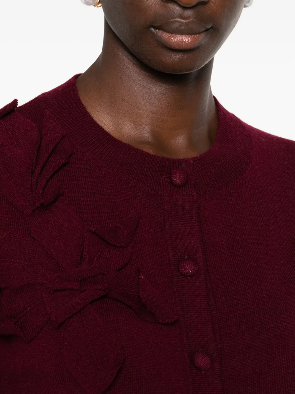 Allude Vest verfraaid met bloemen en knopen Rood