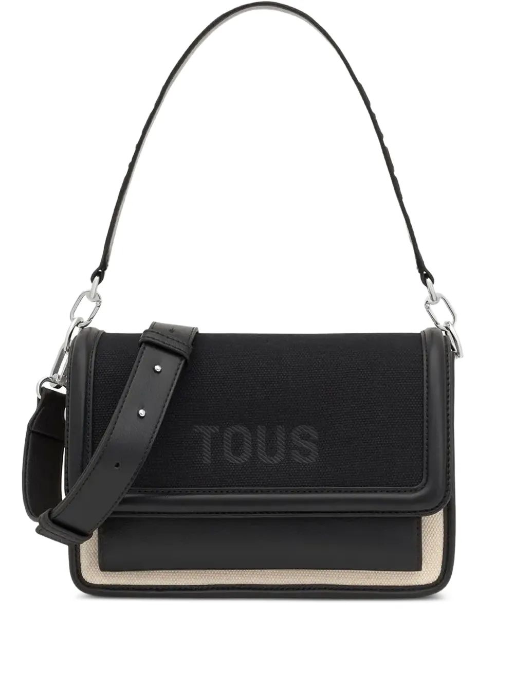 Tous Canvas Leather Tote Bag In Black