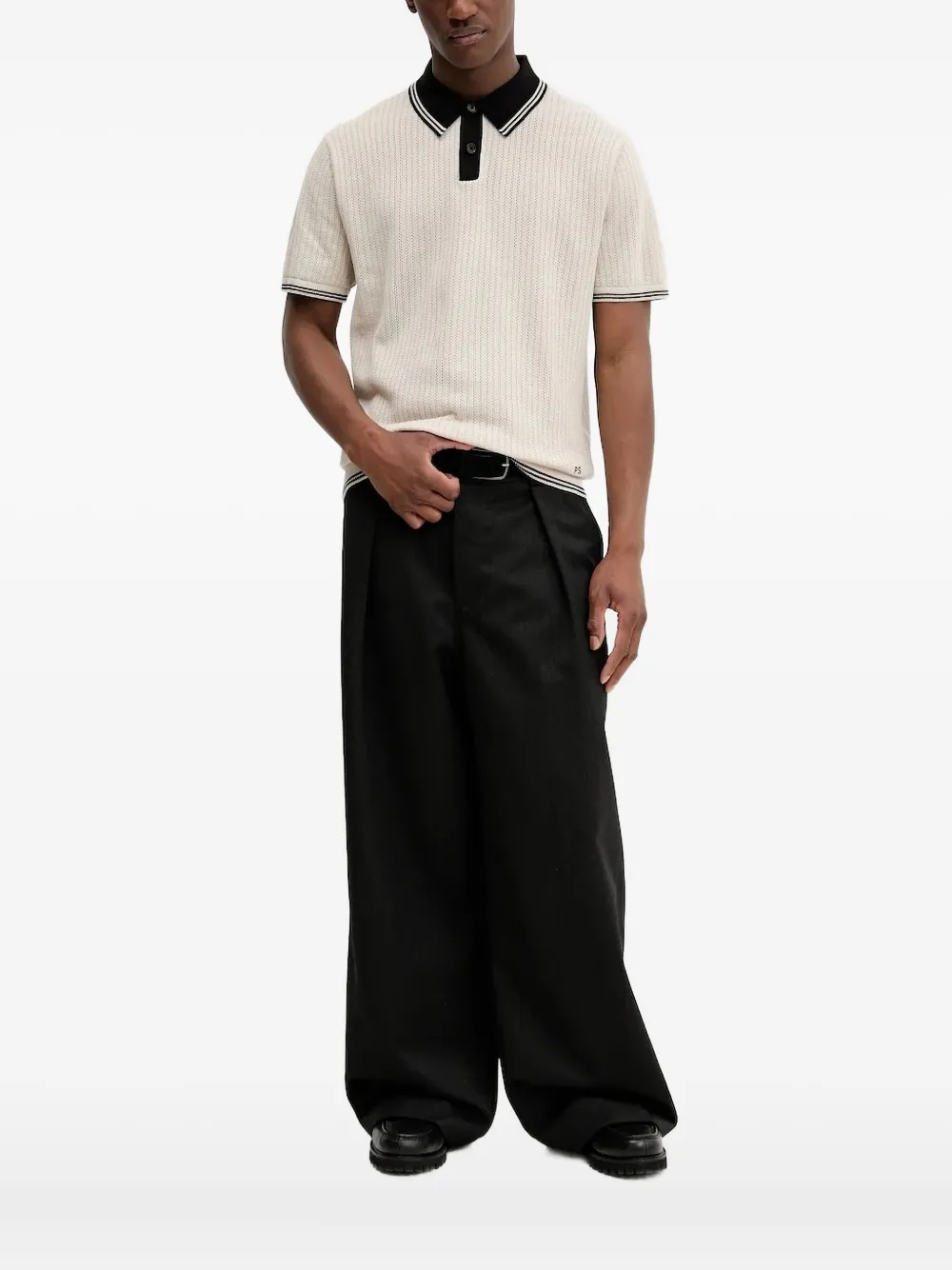Ps By Paul Smith Ribbed-knit Polo Shirt In White