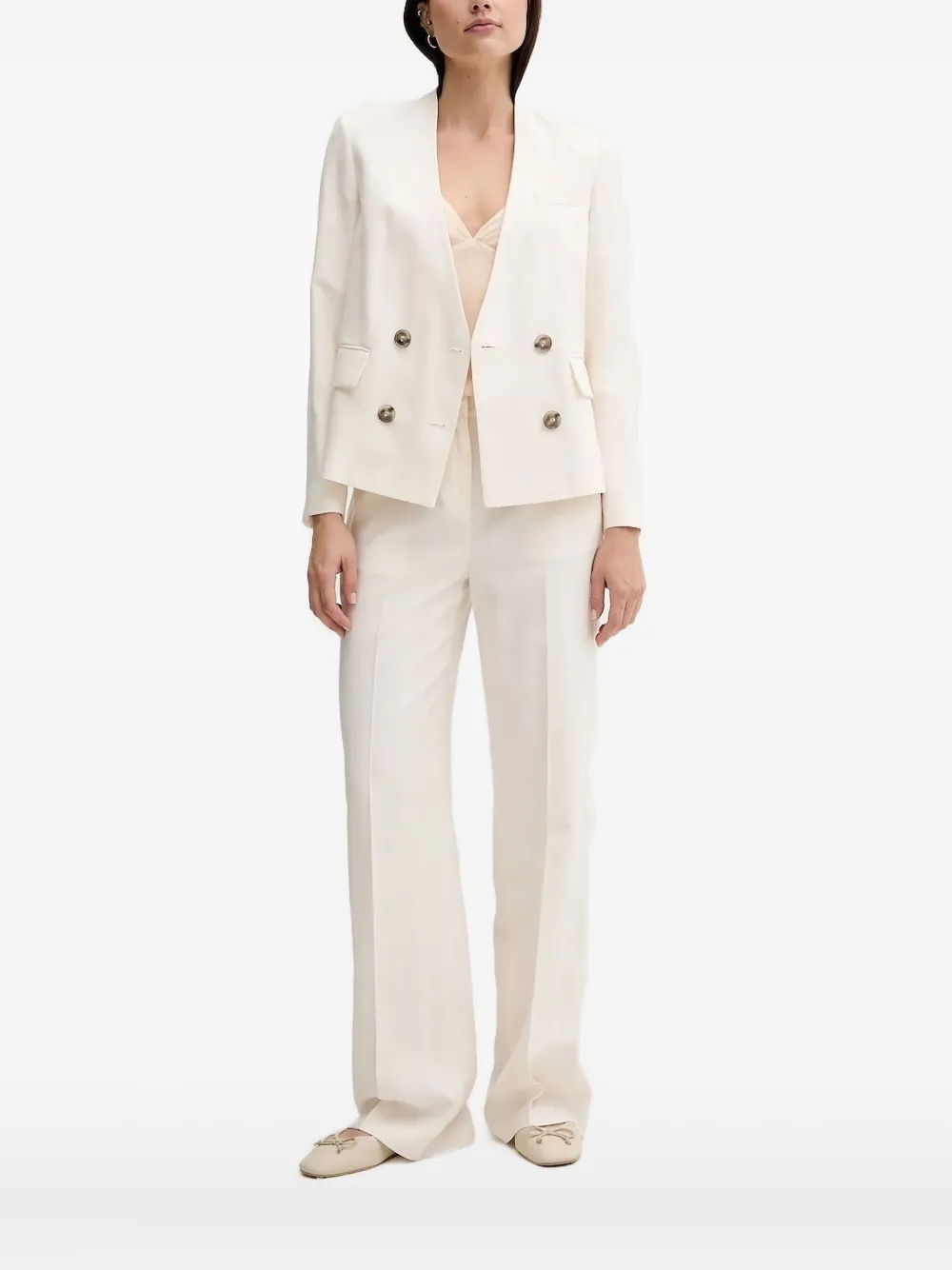 Sisley Paris Double-breasted Blazer In White