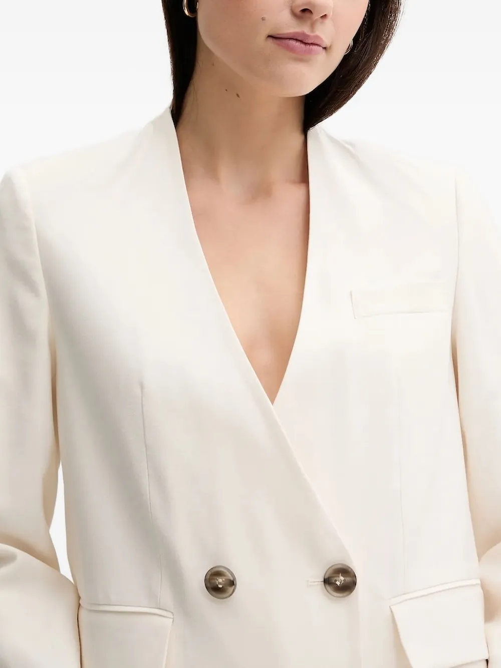 Sisley Paris Double-breasted Blazer In Neutral