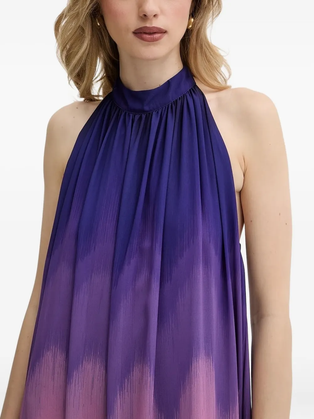 Silvian Heach Ombre Halter-neck Maxi Dress In Orange