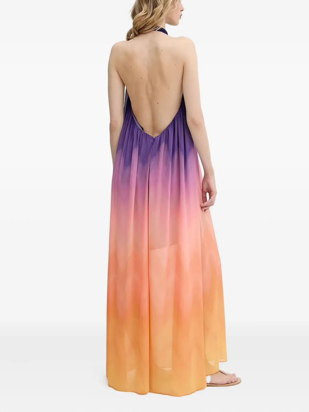 Silvian Heach Ombre Halter-neck Maxi Dress In Orange