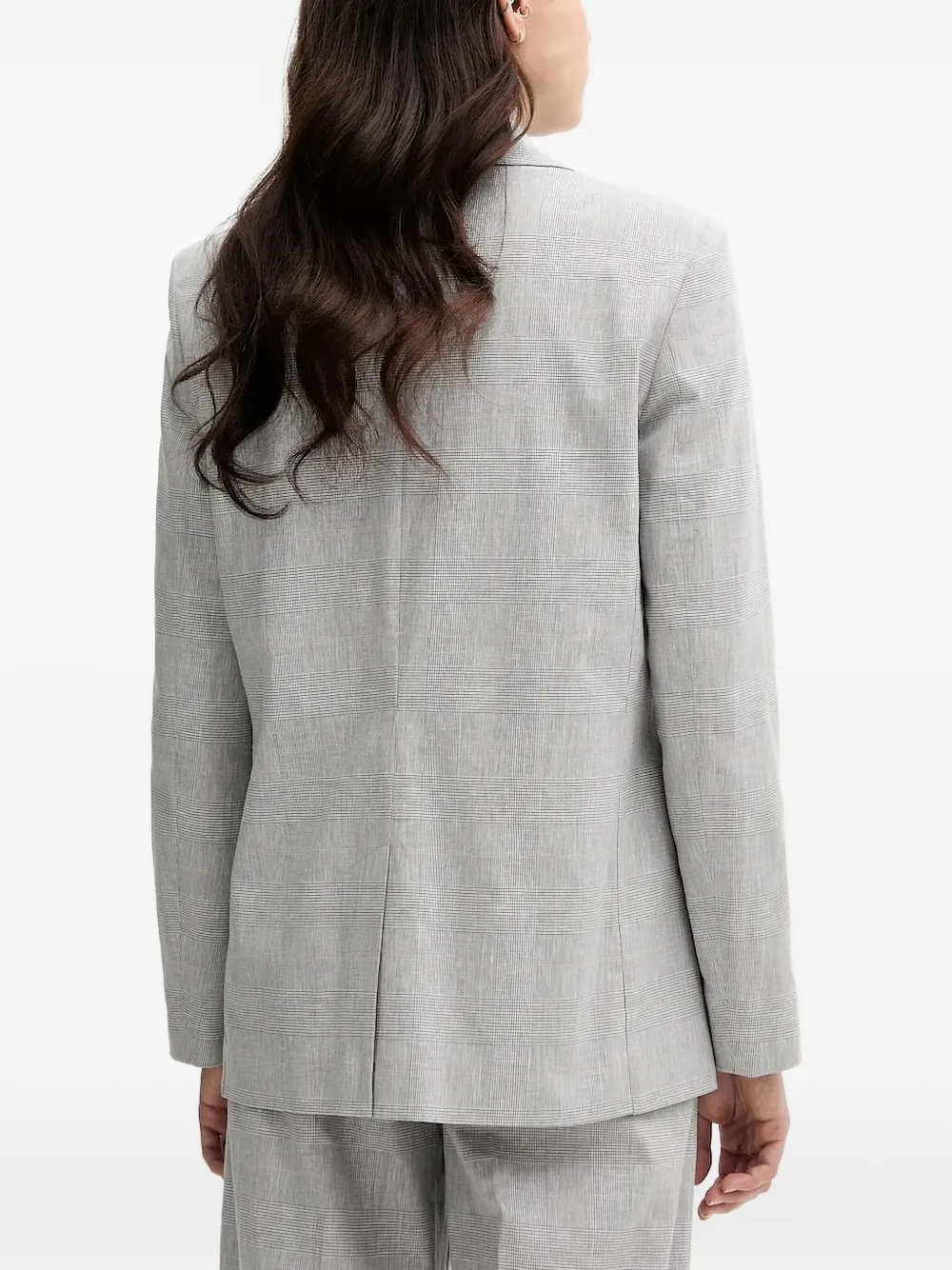 Sisley Paris Checked Button Blazer In Gray