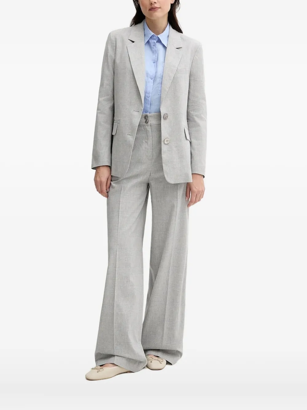 Sisley Paris Checked Button Blazer In Gray