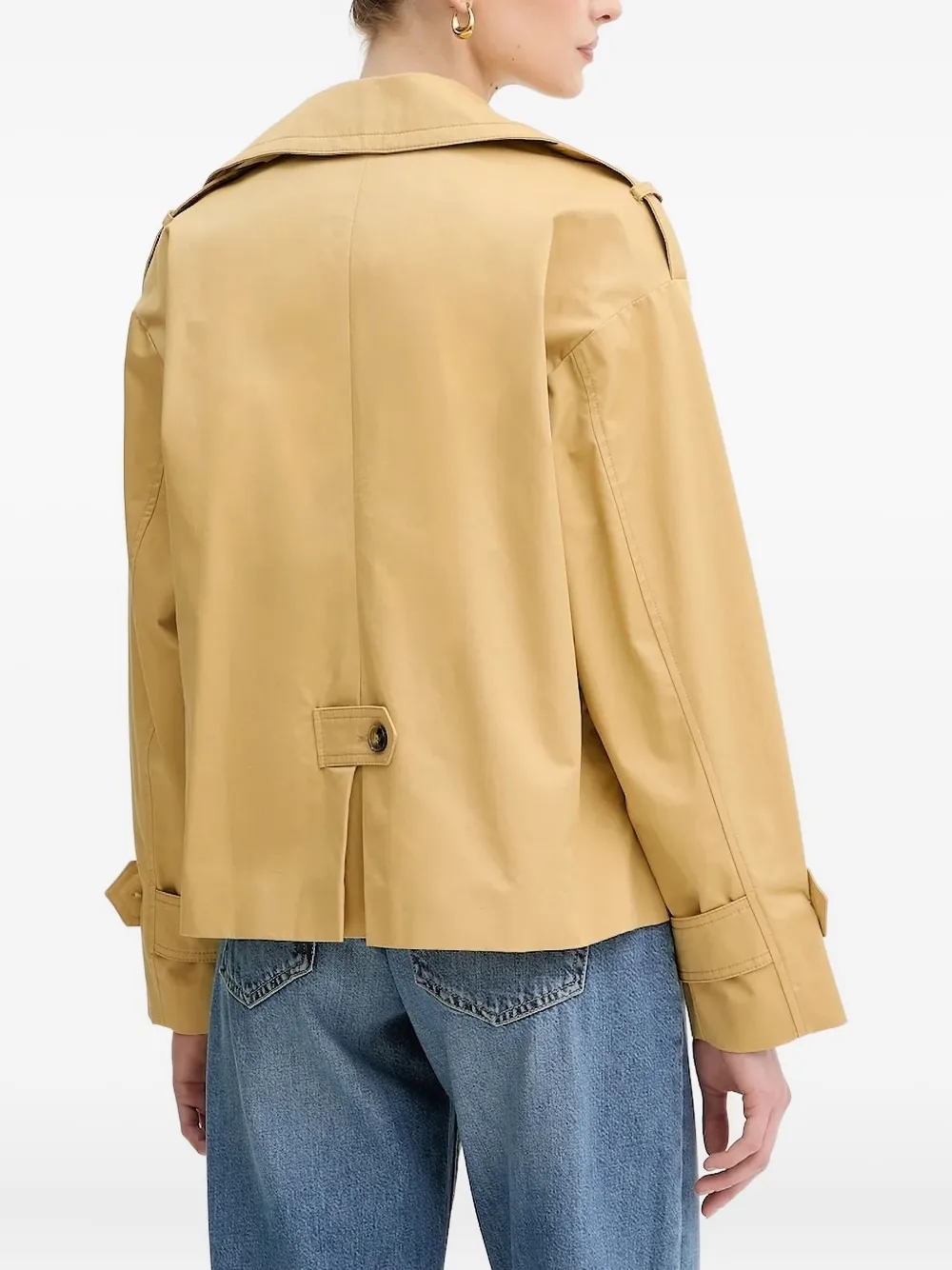 Sisley Paris Double-breasted Short Trench Coat In Neutral