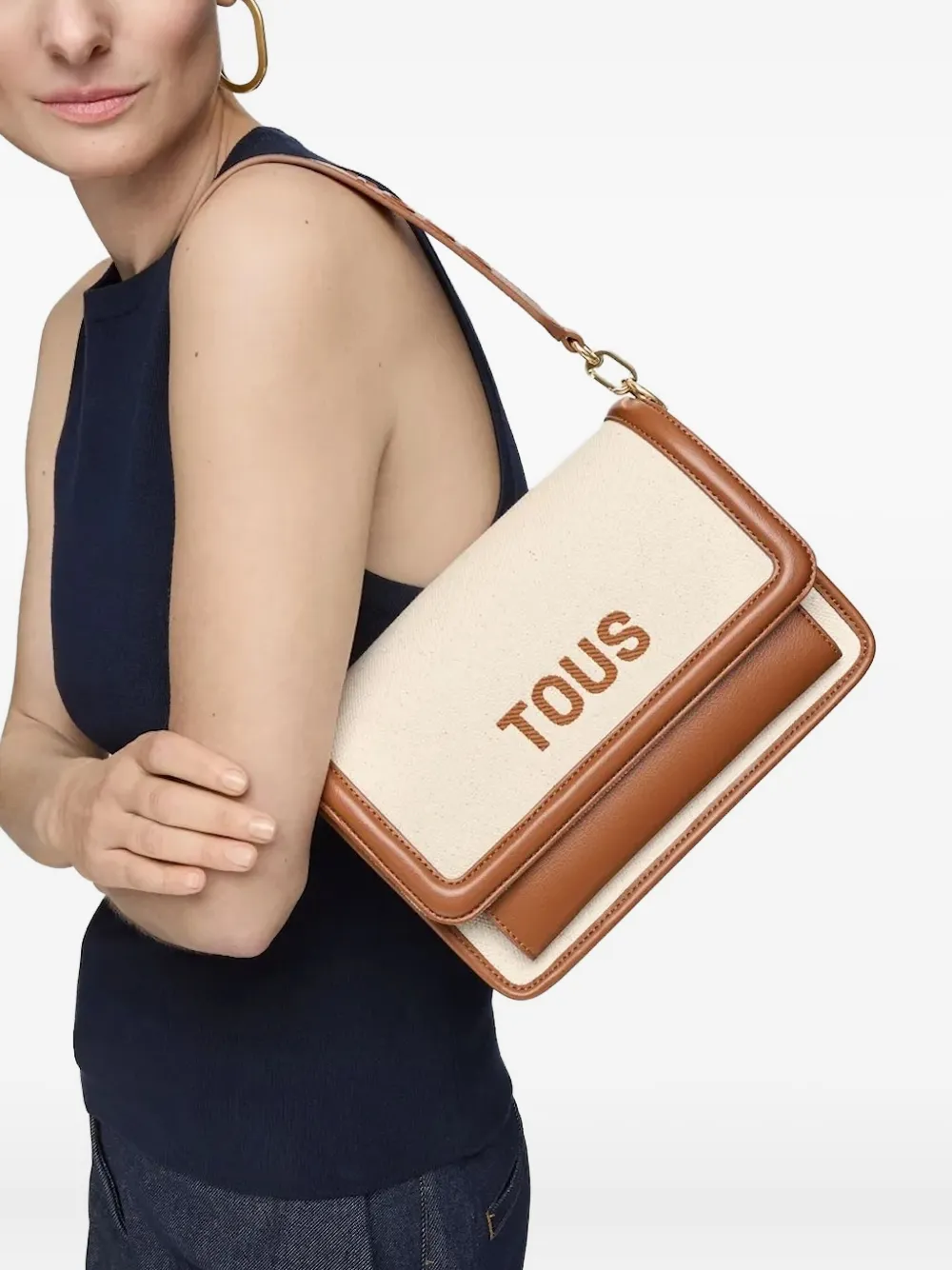 TOUS Audree schoudertas met leren afwerking Beige