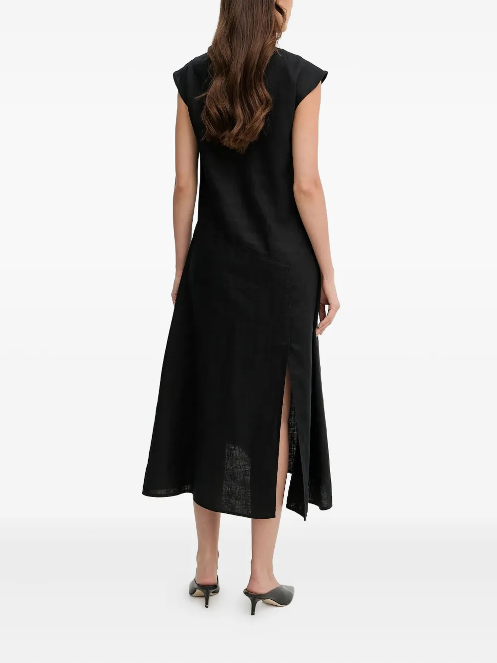 Sisley side-slit asymmetrical dress - Zwart