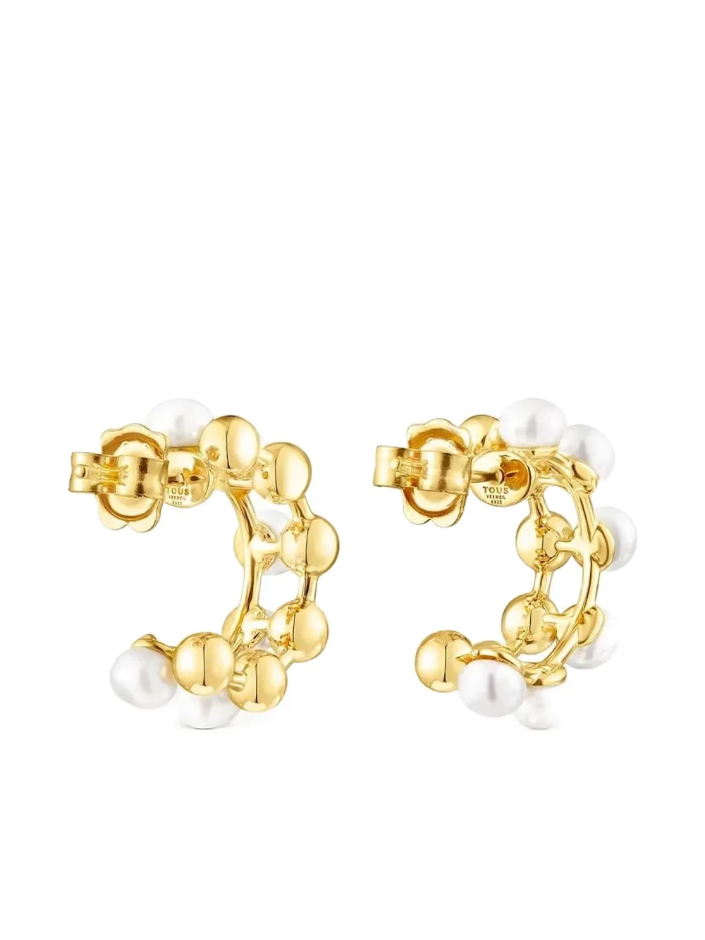 TOUS beaded pearl hoop earrings | Gold | Image 1