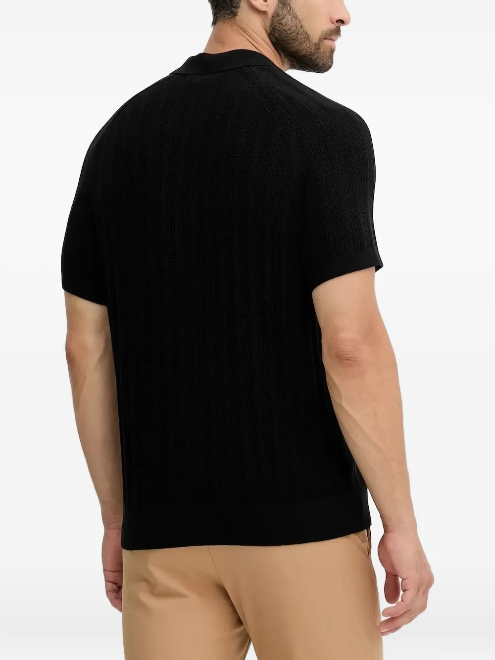 Michael Kors Geribbeld poloshirt met rits - Zwart