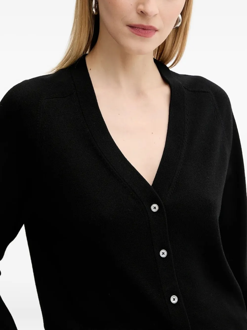 Ps By Paul Smith V-neck Contrasting-cuffs Cardigan In Black