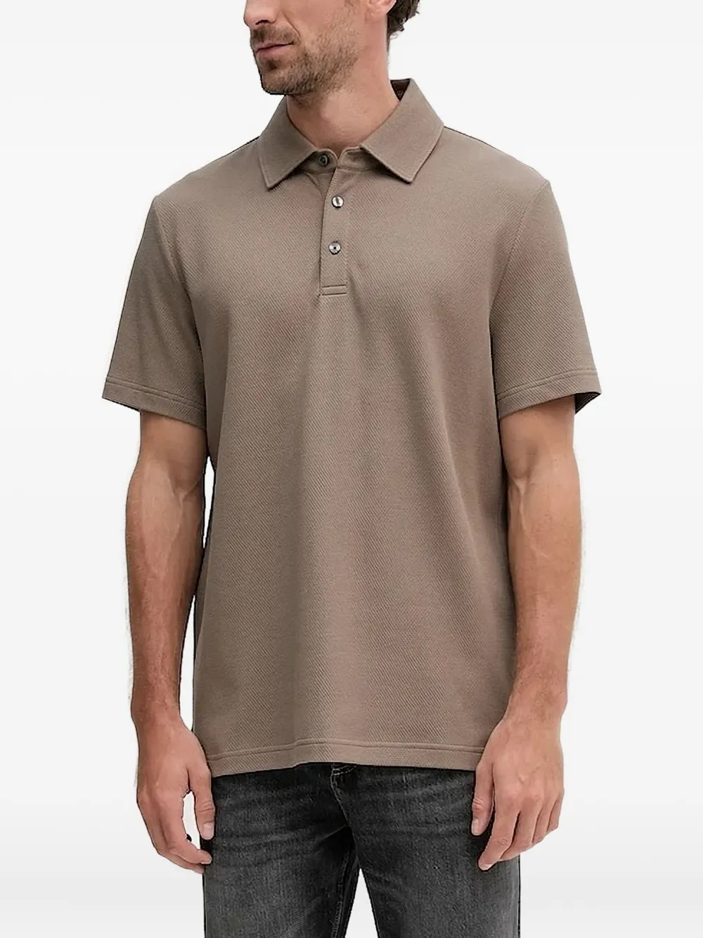 Michael Kors textured-weave polo shirt Bruin