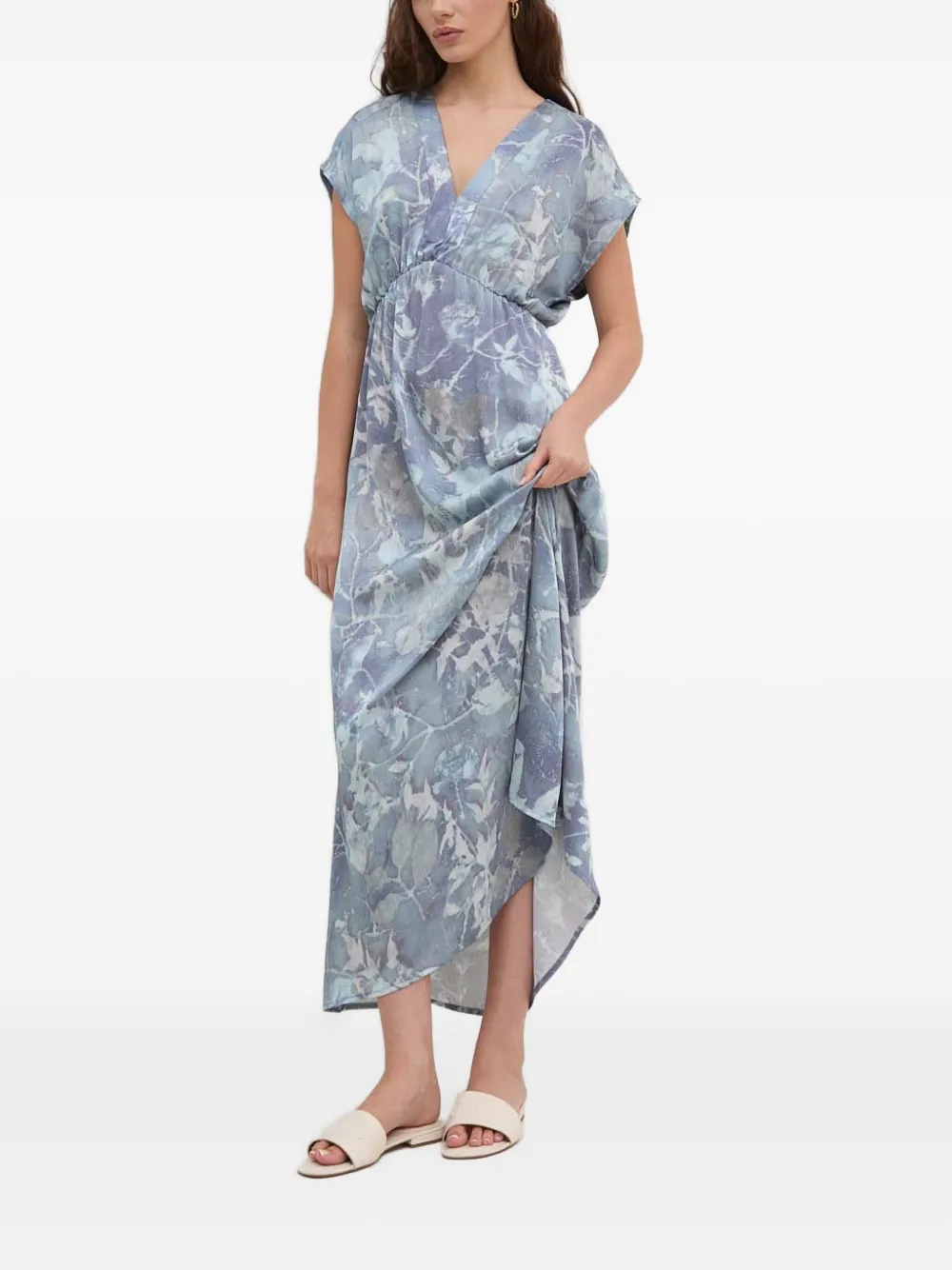 Sandro Ferrone Jurk met bloemenprint - Blauw