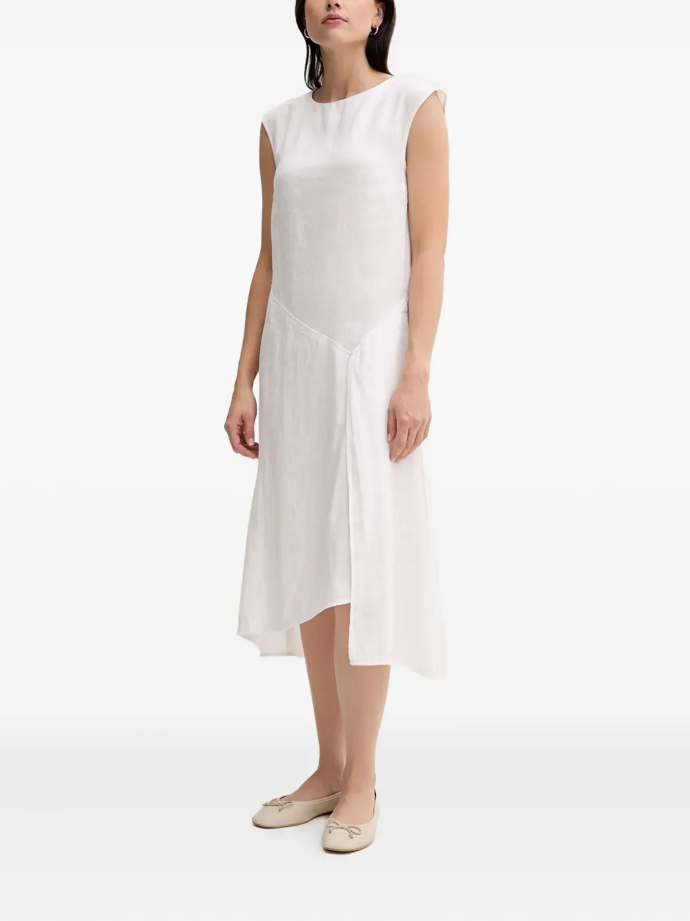 Sisley Paris Sleeveless Asymmetrical Dress In White