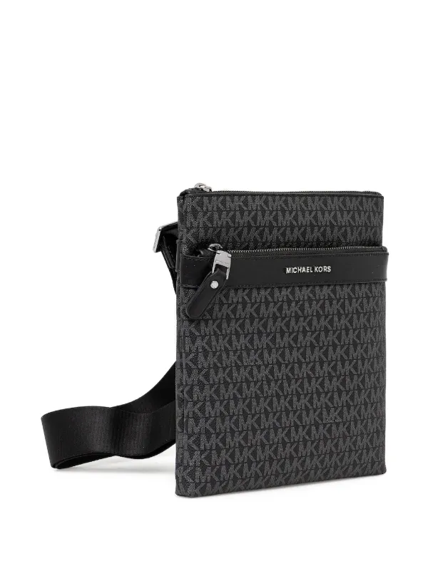 Michael Kors Hudson Monogram Messenger Bag | Black | FARFETCH