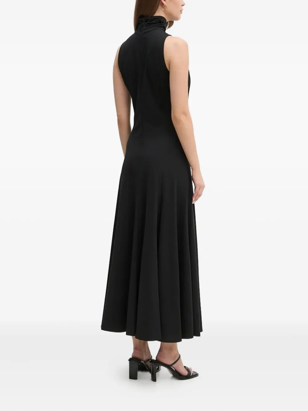 Sandro Ferrone high-neck flared dress - Zwart