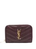 Saint Laurent quilted logo-plaque wallet - Red