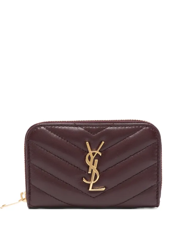 Saint Laurent Quilted logo-plaque Wallet Red FARFETCH MY