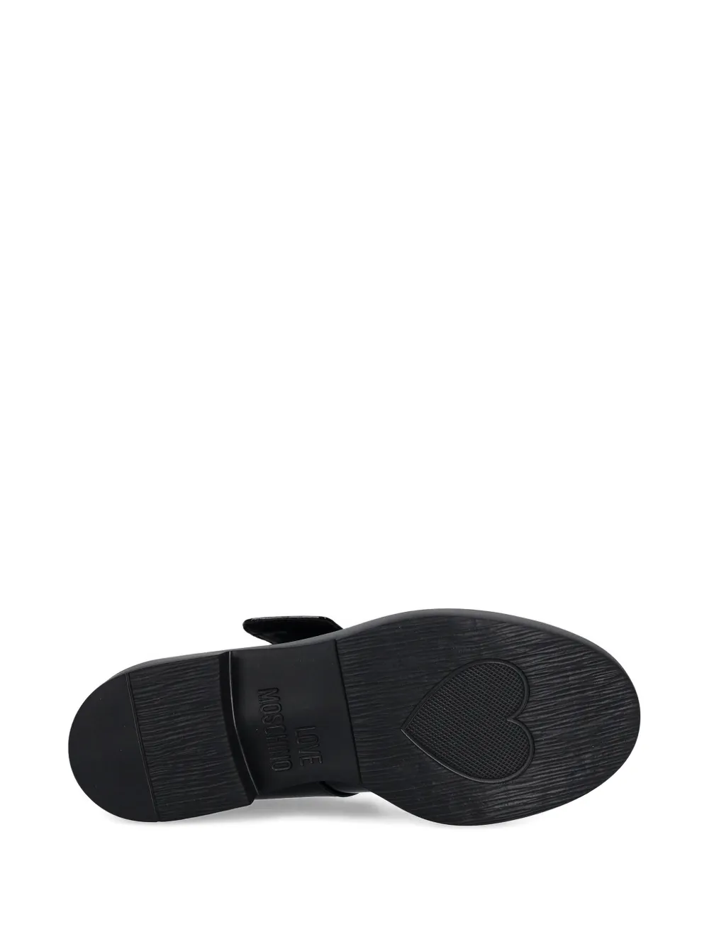 Love Moschino heart-buckle patent leather loafers Black
