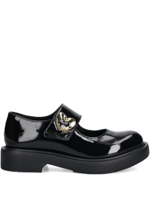 Love Moschino heart-buckle patent leather loafers 