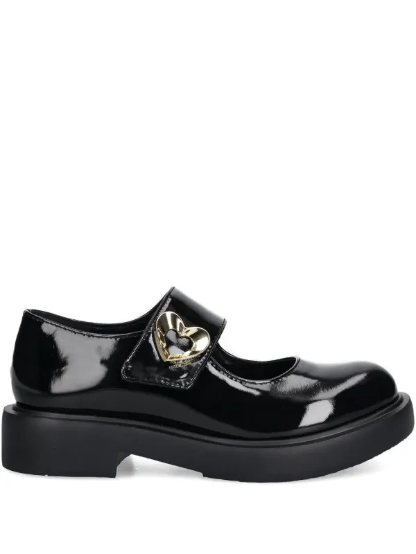 Love Moschino heart-buckle Patent Leather Loafers Black FARFETCH PH
