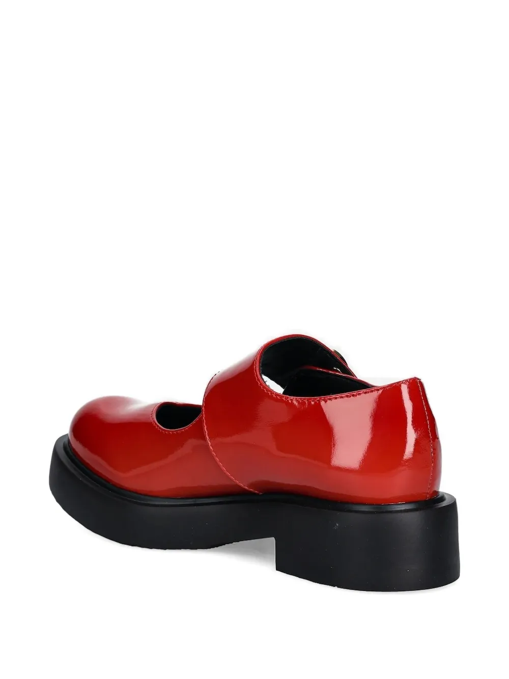 Love Moschino Heart-buckle Patent-leather Flats In Red
